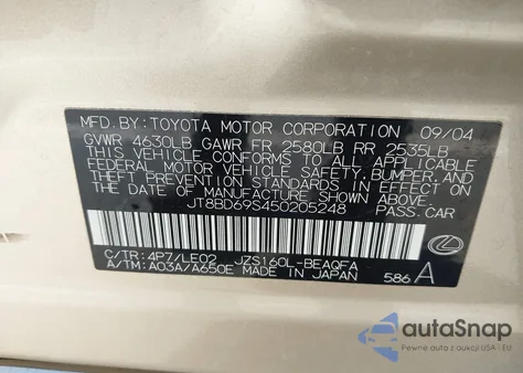 2005 Lexus Gs 300 z USA, uszkodzony, nr VIN JT8BD69S450205248